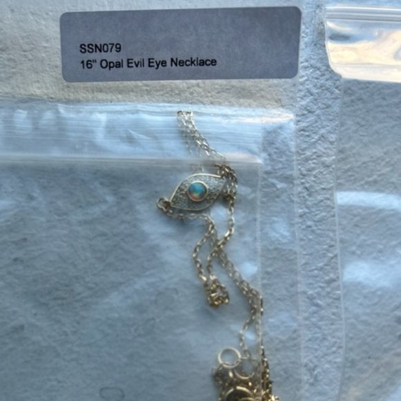 Opal & CZ Evil Eye Necklace - Picture 3 of 3